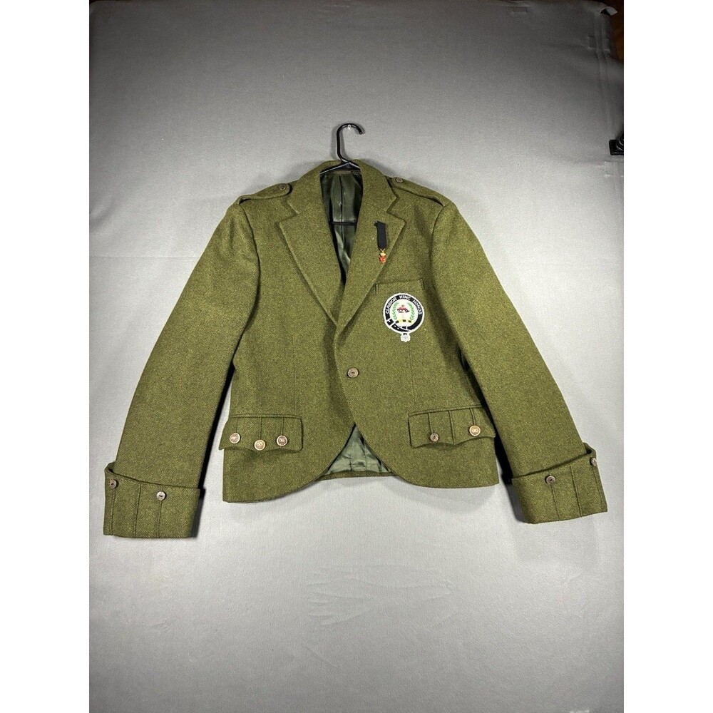 Vintage Clan Buchanan Scottish Wool Blazer Jacket Clarior Hinc Honos Green